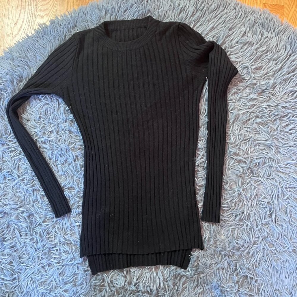 Anais Korean Fashion Wool Blend Ribbed Crewneck Sweater Size S